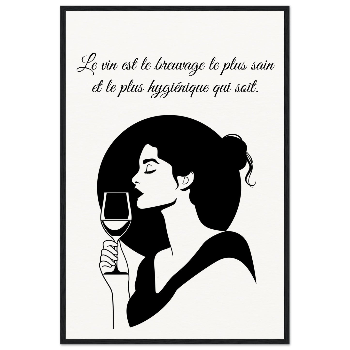 Poster sur le Vin ( 60x90-cm-Bois-noir)