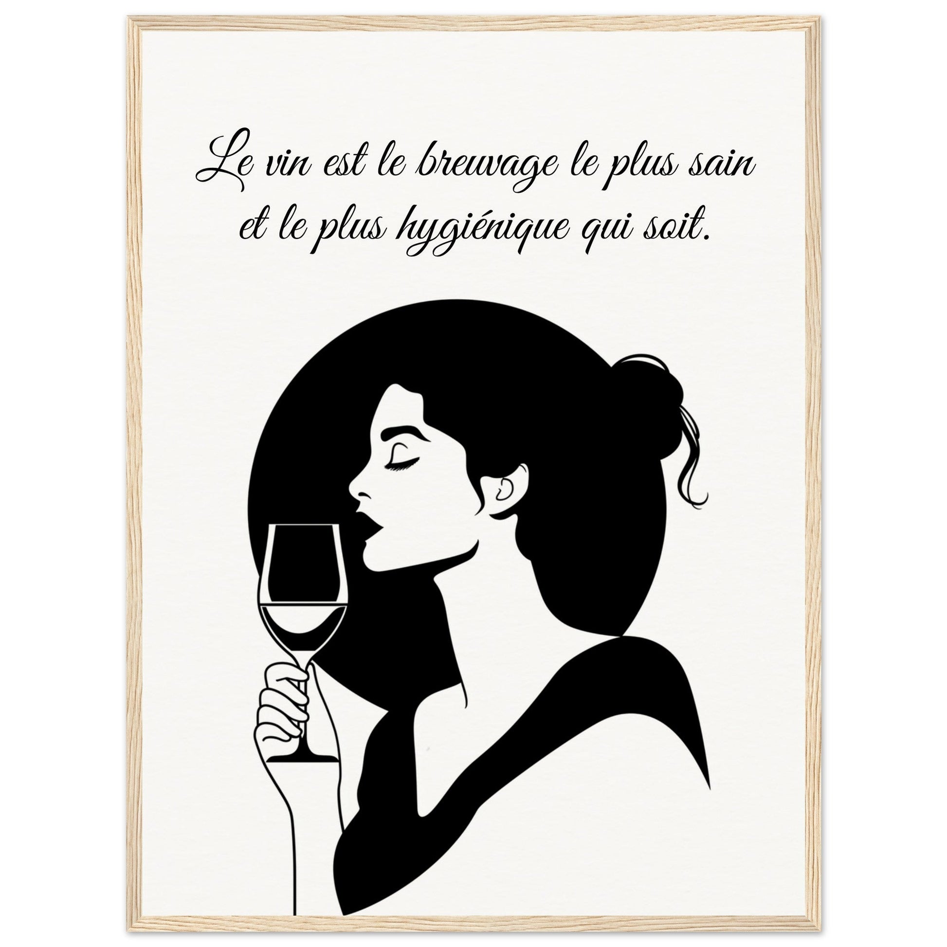 Poster sur le Vin ( 60x80-cm-Bois-clair)