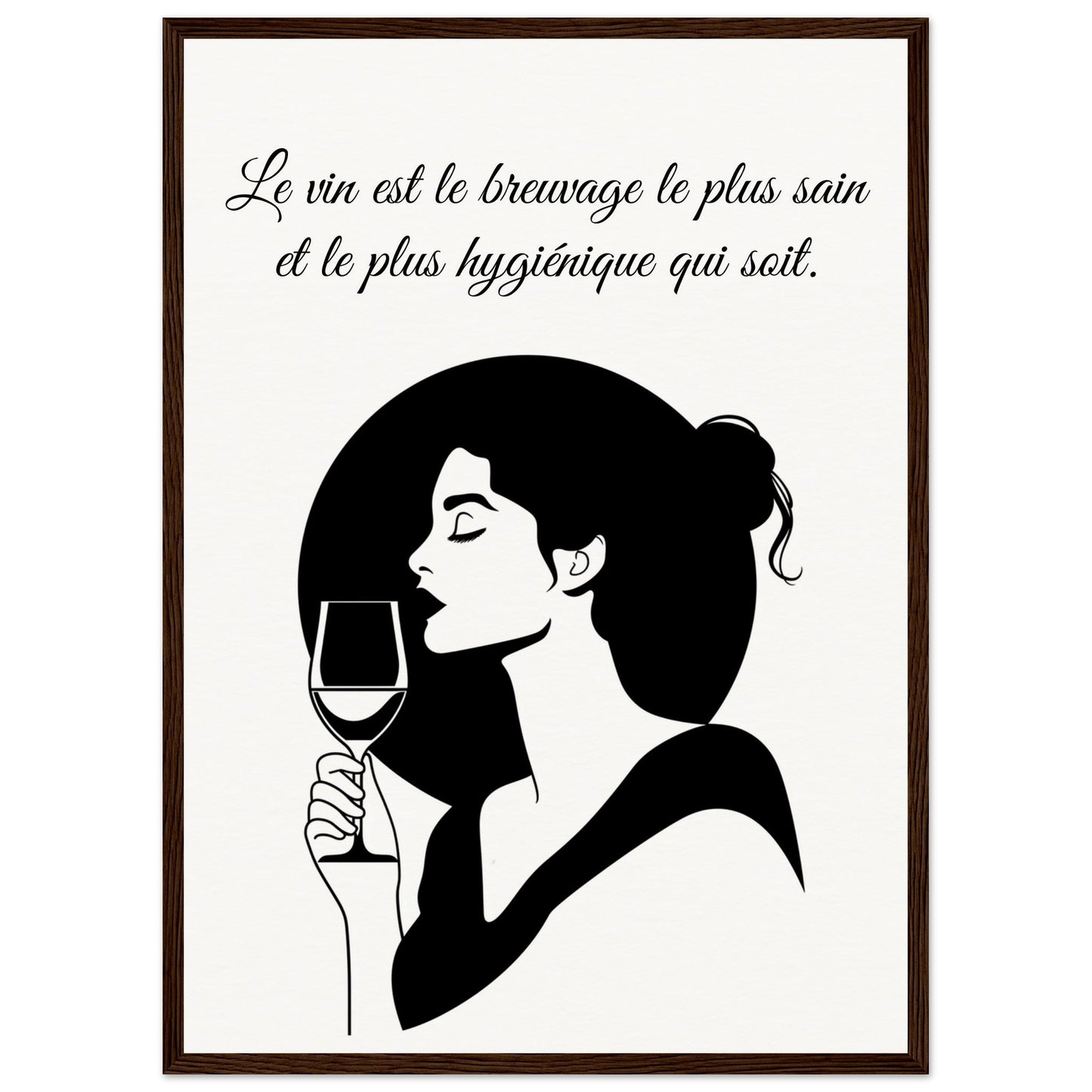 Poster sur le Vin ( 50x70-cm-Bois-foncé)