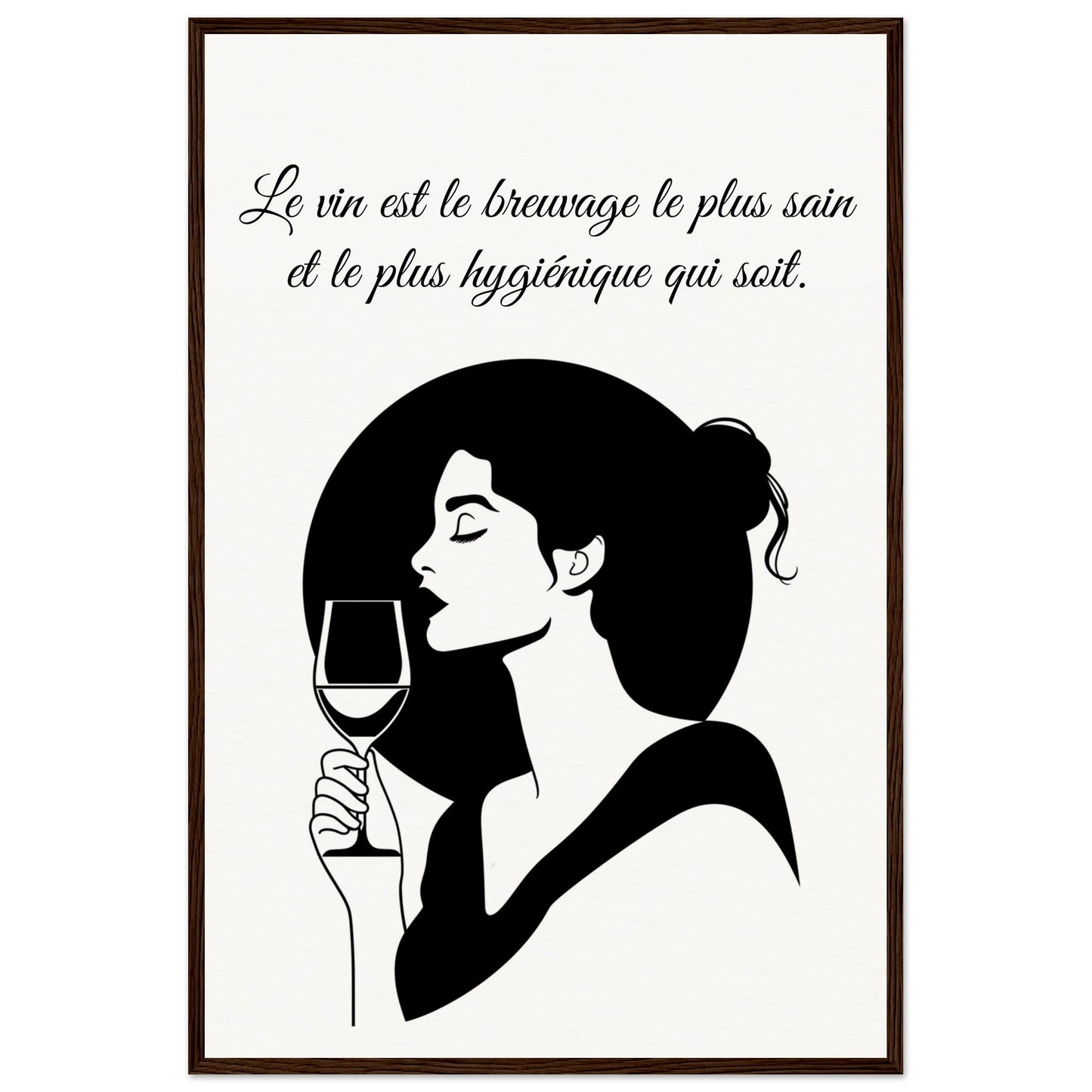 Poster sur le Vin ( 60x90-cm-Bois-foncé)