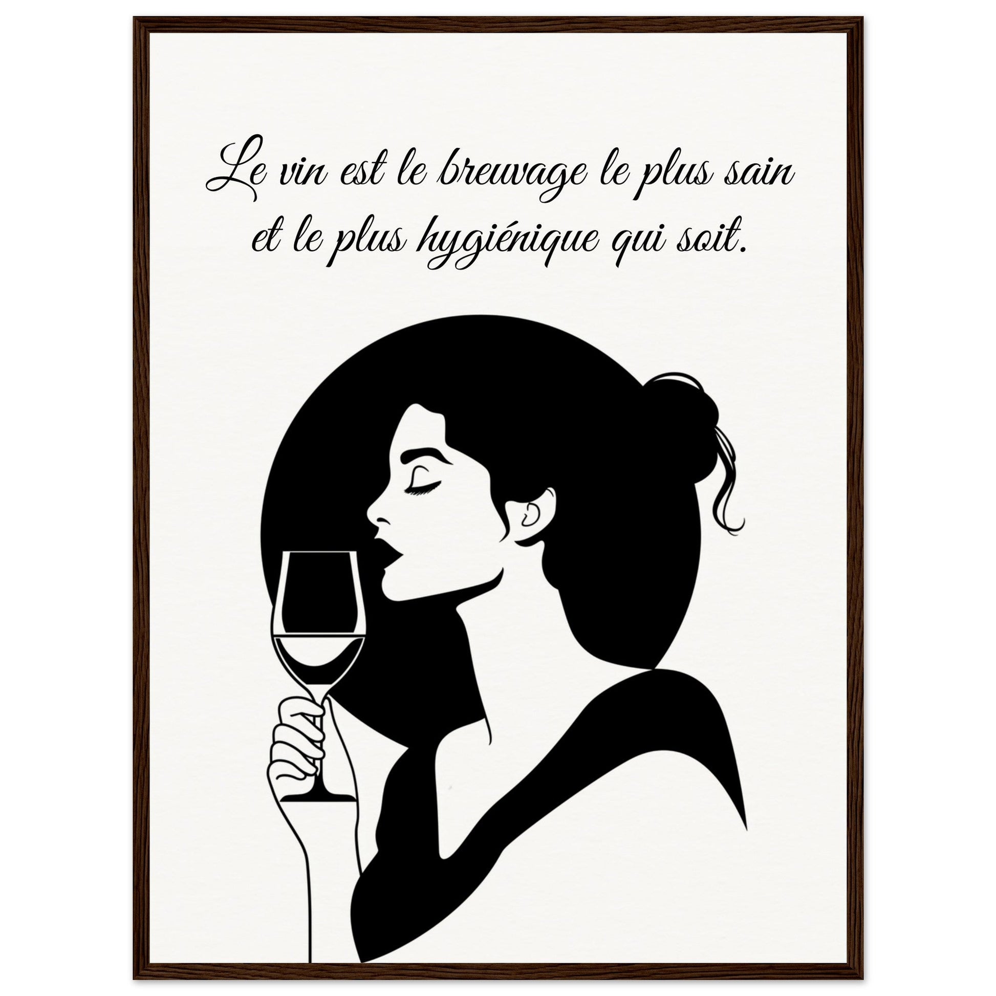 Poster sur le Vin ( 60x80-cm-Bois-foncé)