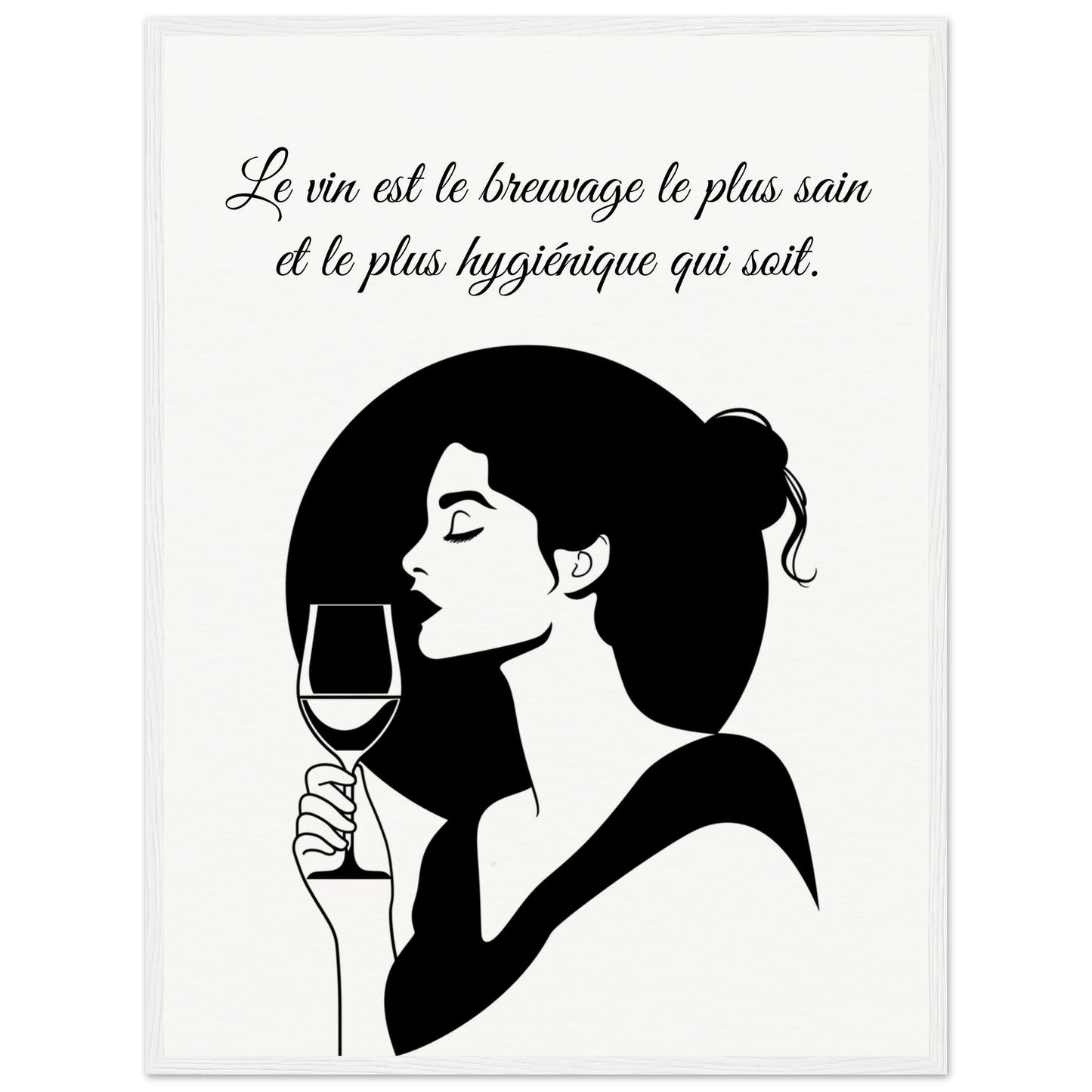 Poster sur le Vin ( 60x80-cm-Bois-blanc)