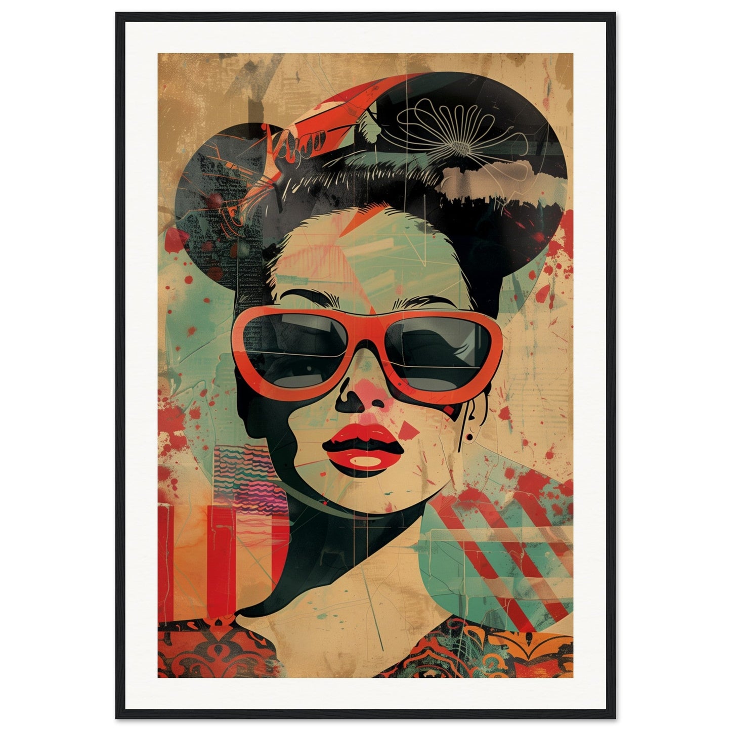 Retro Poster Art ( 70x100-cm-Bois-noir)