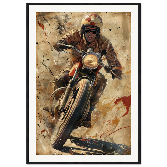 Vieille Affiche Moto ( 70x100-cm-Bois-noir)