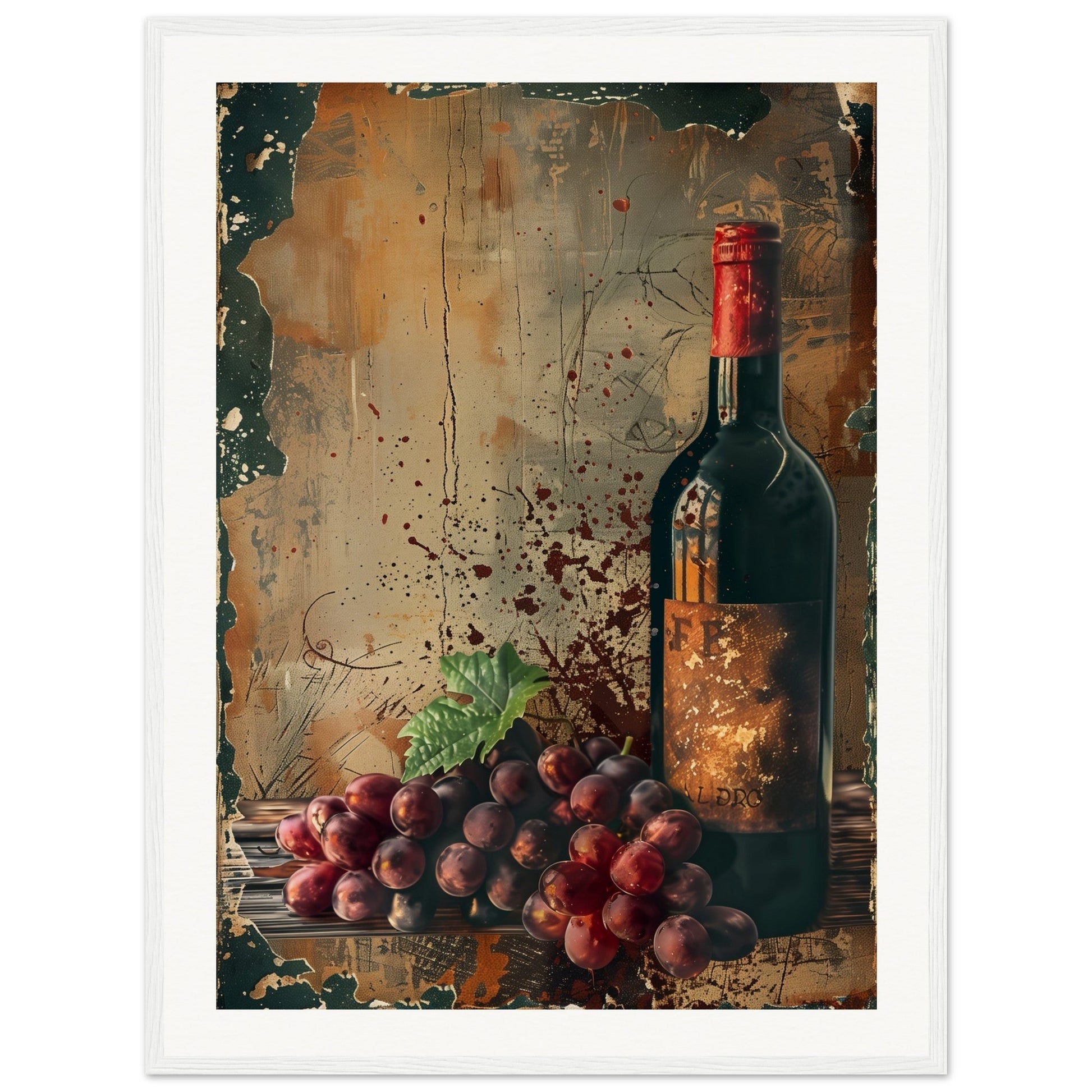 Vieille Affiche de Vin ( 60x80-cm-Bois-blanc)