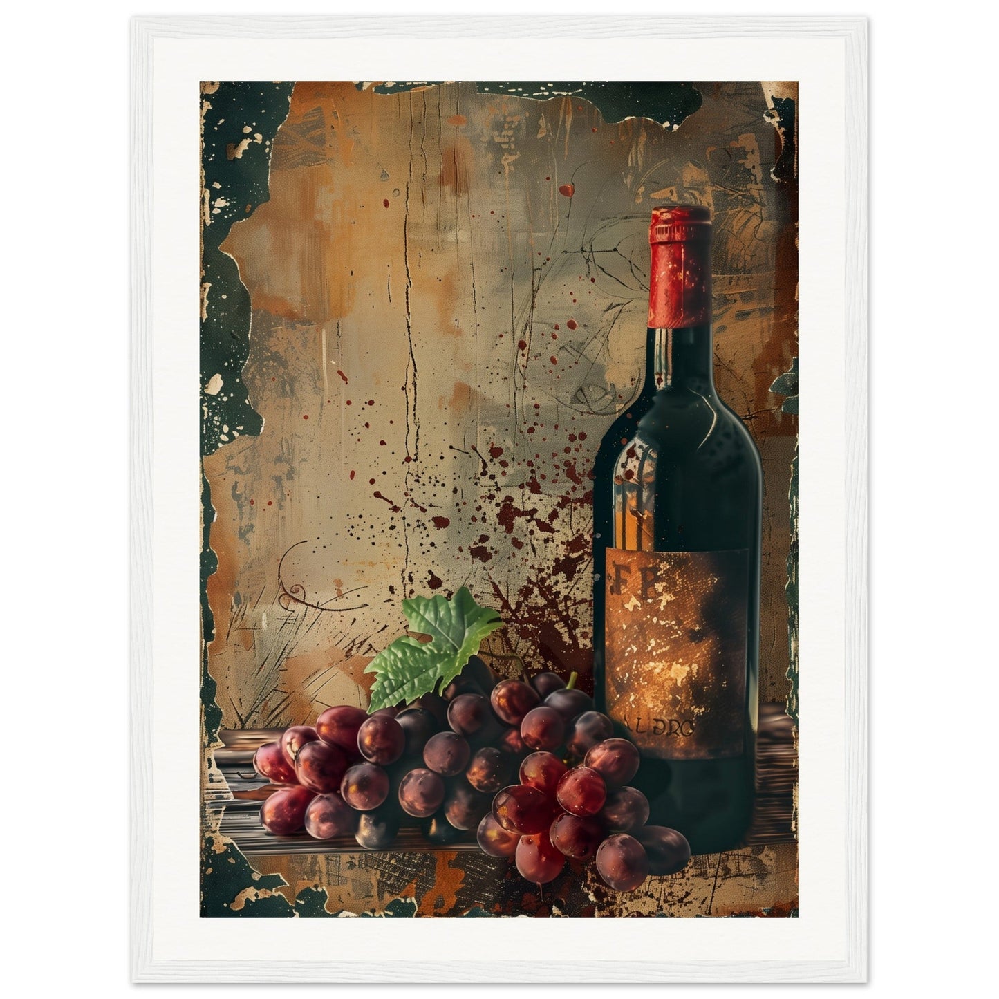 Vieille Affiche de Vin ( 45x60-cm-Bois-blanc)