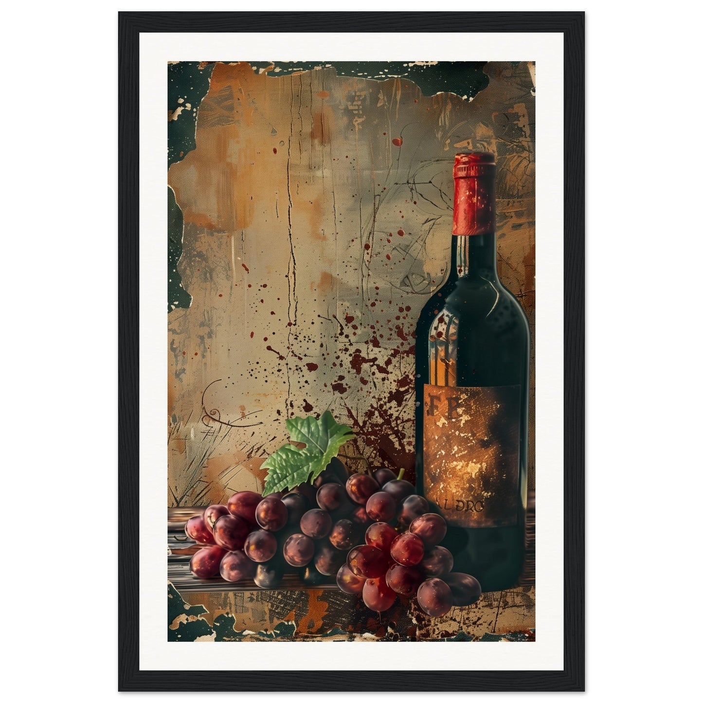 Vieille Affiche de Vin ( 30x45-cm-Bois-noir)