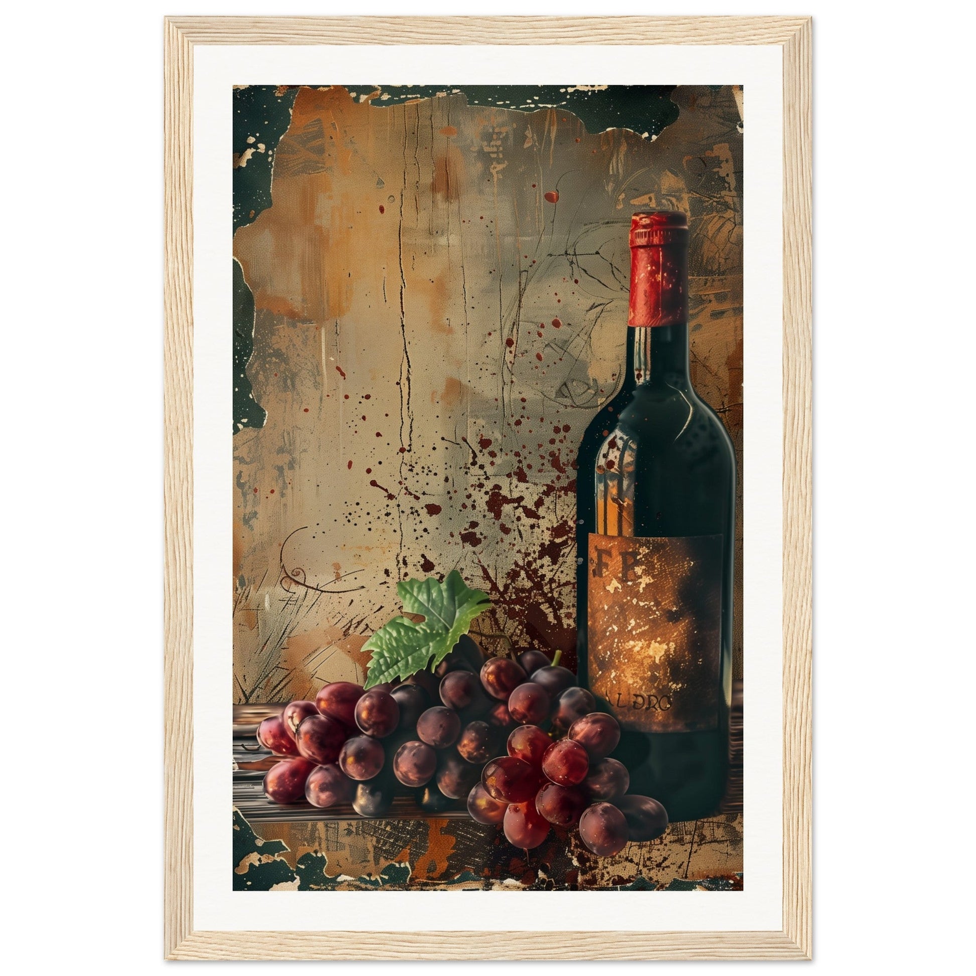 Vieille Affiche de Vin ( 30x45-cm-Bois-clair)