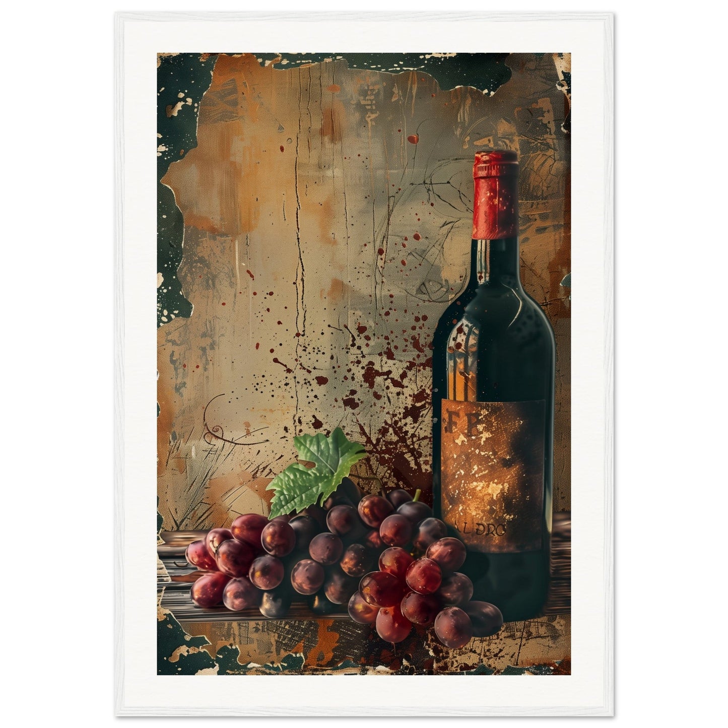 Vieille Affiche de Vin ( 70x100-cm-Bois-blanc)