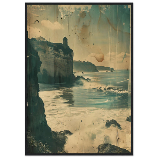 Vieux Poster Biarritz ( 70x100-cm-Bois-noir)