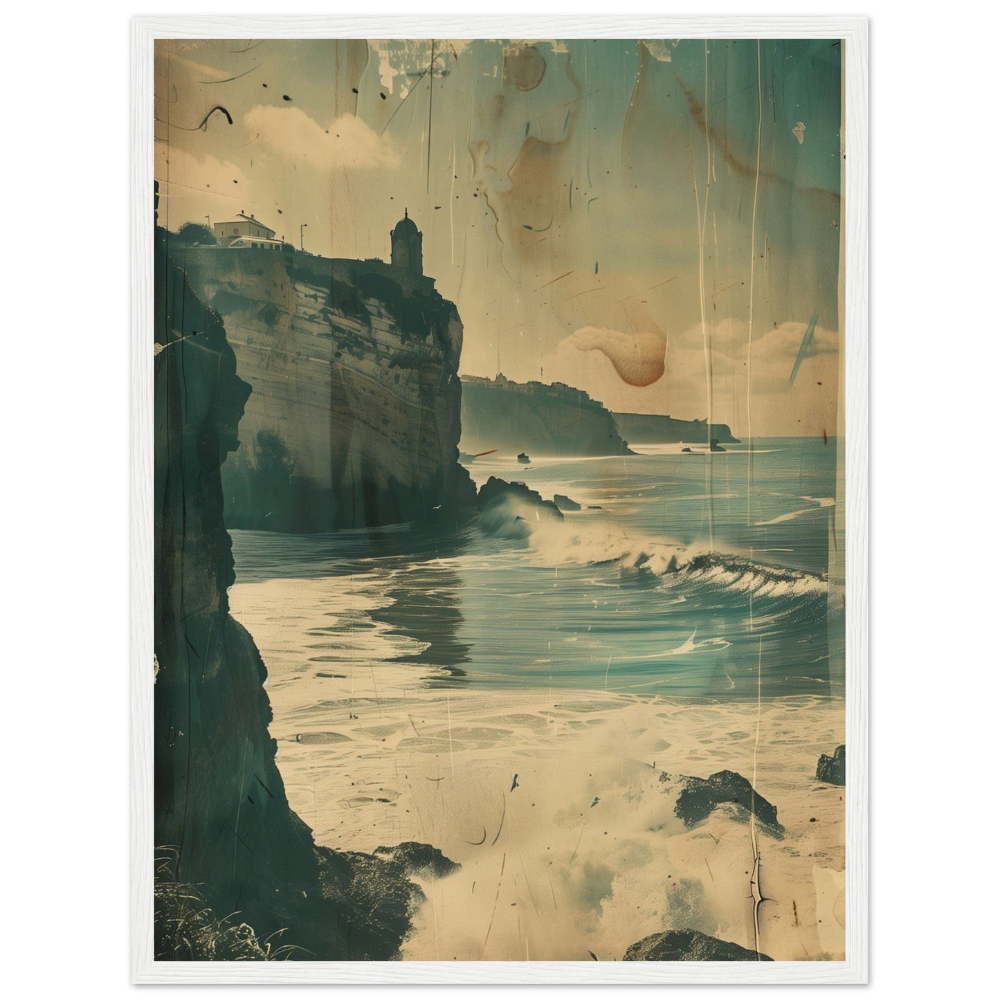 Vieux Poster Biarritz ( 45x60-cm-Bois-blanc)