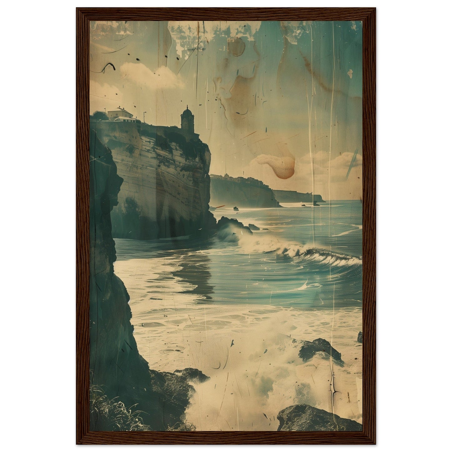 Vieux Poster Biarritz ( 30x45-cm-Bois-foncé)