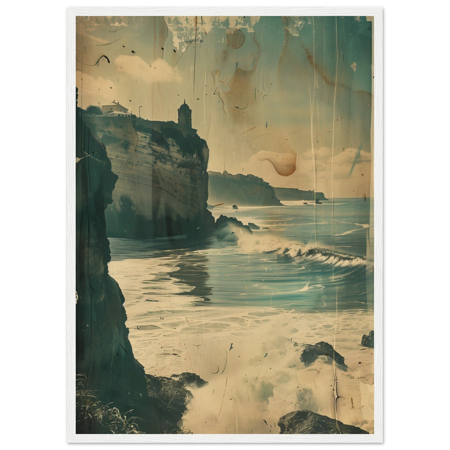 Vieux Poster Biarritz ( 50x70-cm-Bois-blanc)