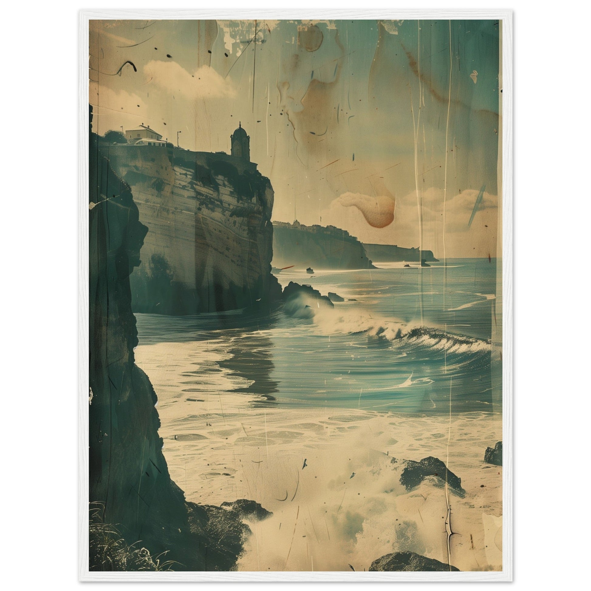 Vieux Poster Biarritz ( 60x80-cm-Bois-blanc)