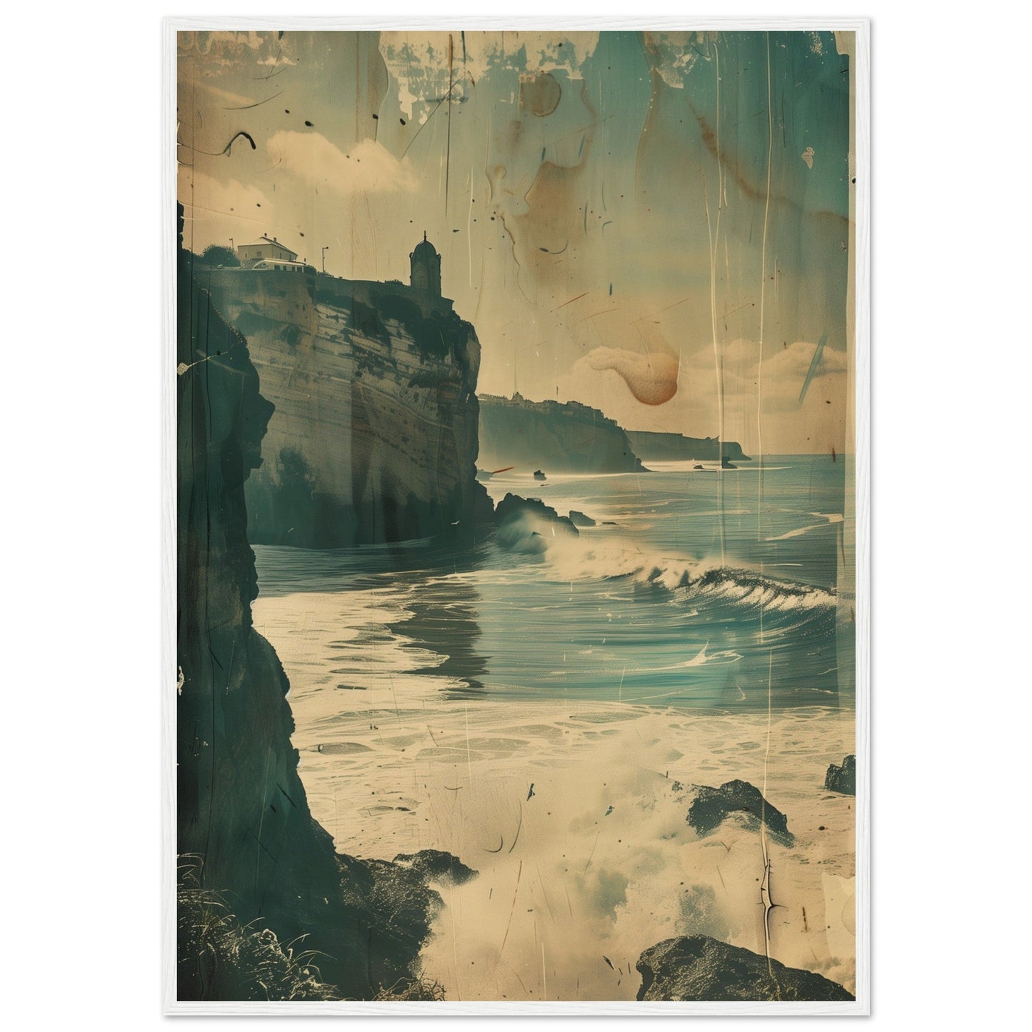 Vieux Poster Biarritz ( 70x100-cm-Bois-blanc)