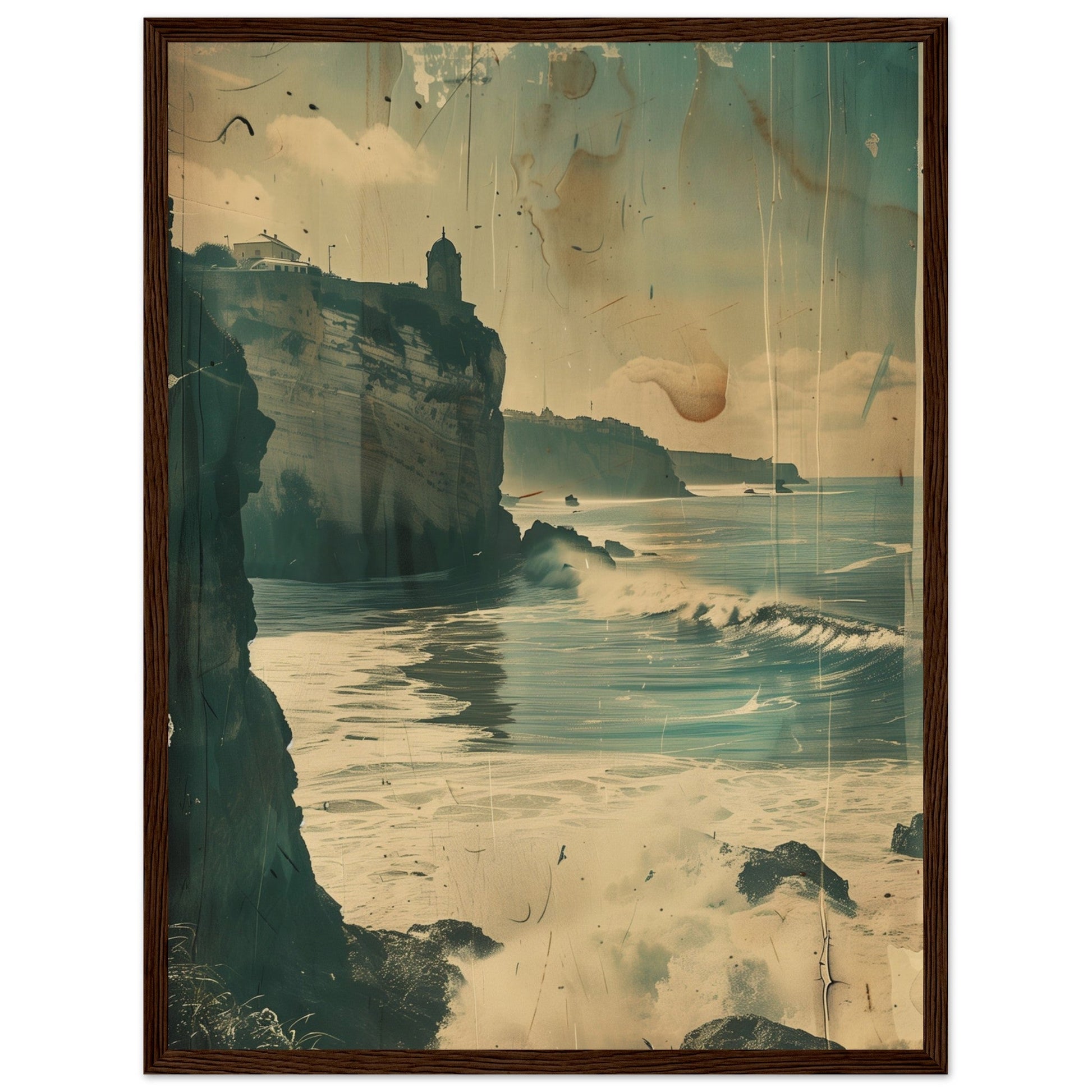 Vieux Poster Biarritz ( 45x60-cm-Bois-foncé)