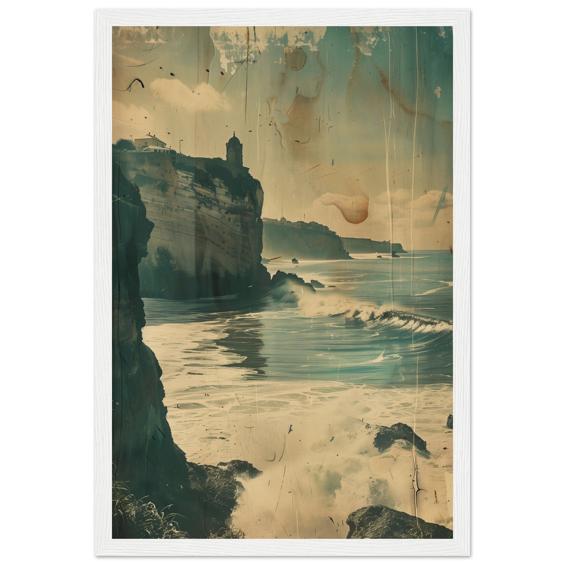 Vieux Poster Biarritz ( 30x45-cm-Bois-blanc)