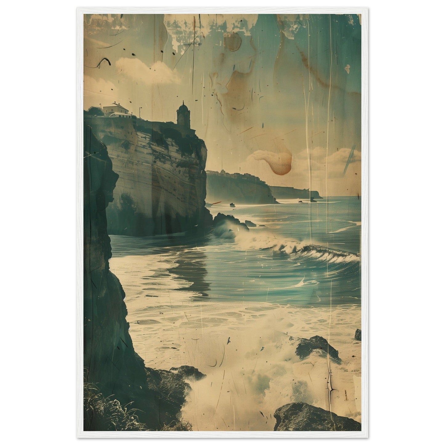 Vieux Poster Biarritz ( 60x90-cm-Bois-blanc)