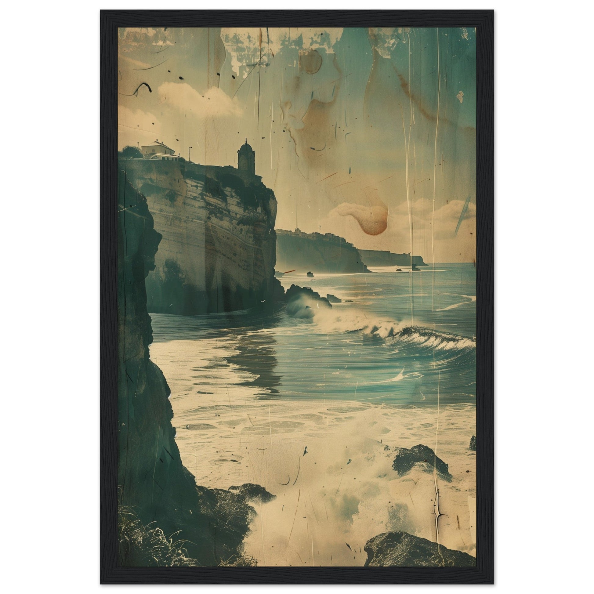 Vieux Poster Biarritz ( 30x45-cm-Bois-noir)