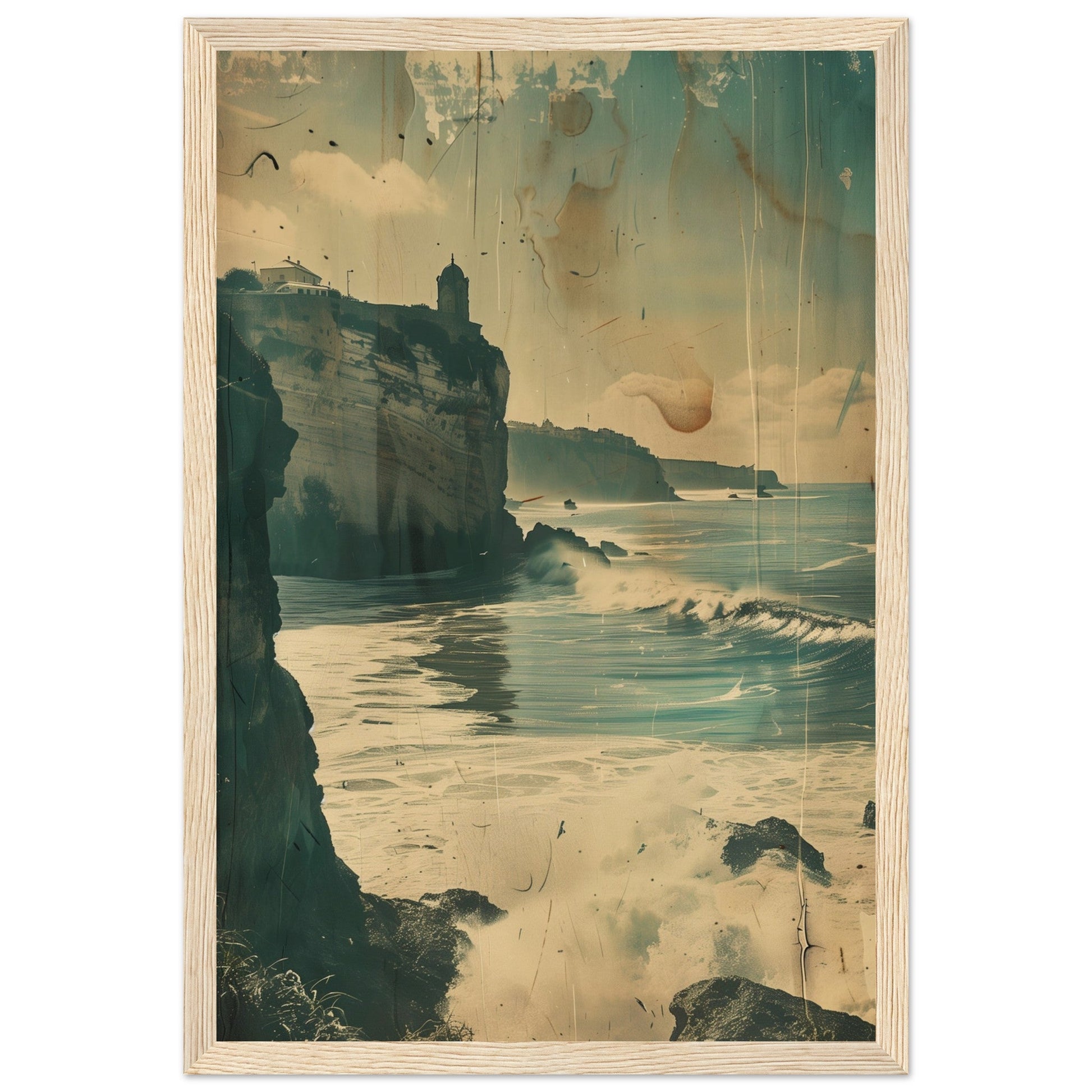 Vieux Poster Biarritz ( 30x45-cm-Bois-clair)