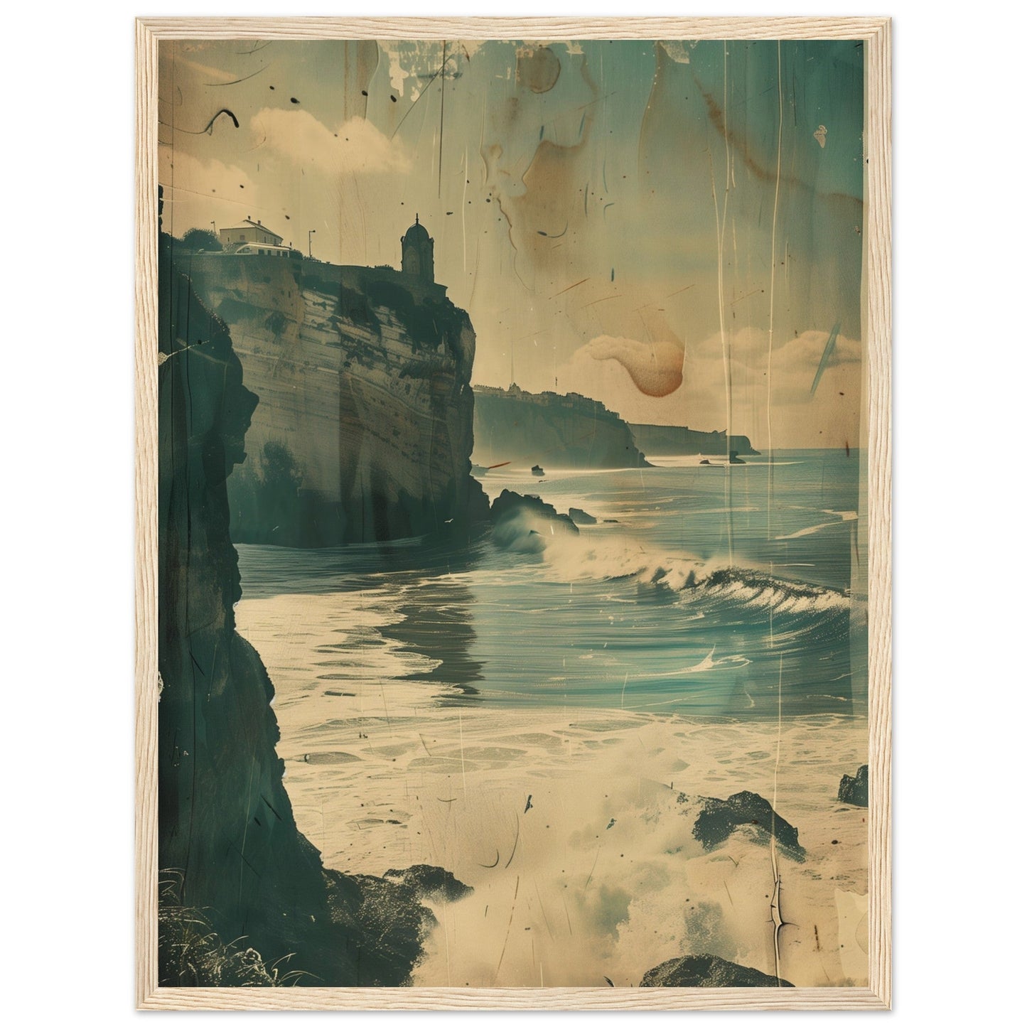 Vieux Poster Biarritz ( 45x60-cm-Bois-clair)