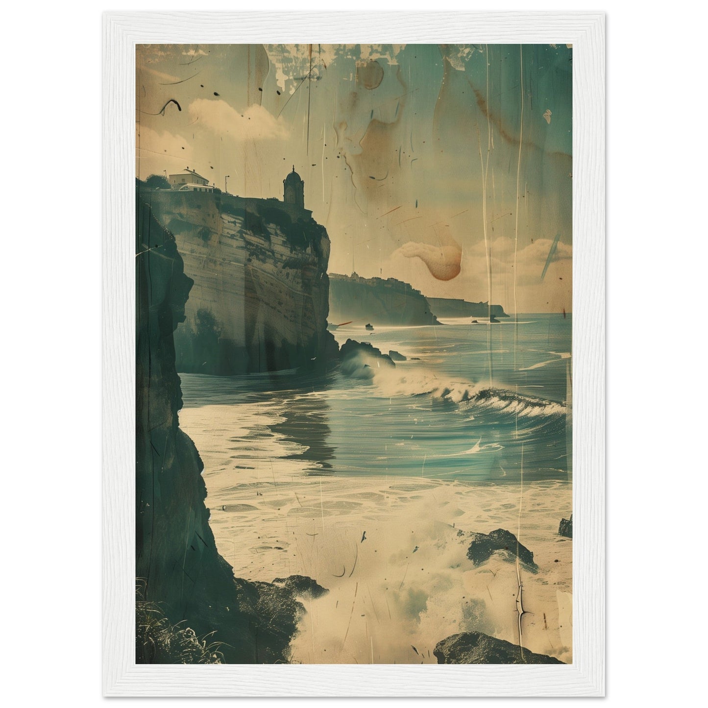 Vieux Poster Biarritz ( 21x29.7-cm-Bois-blanc)