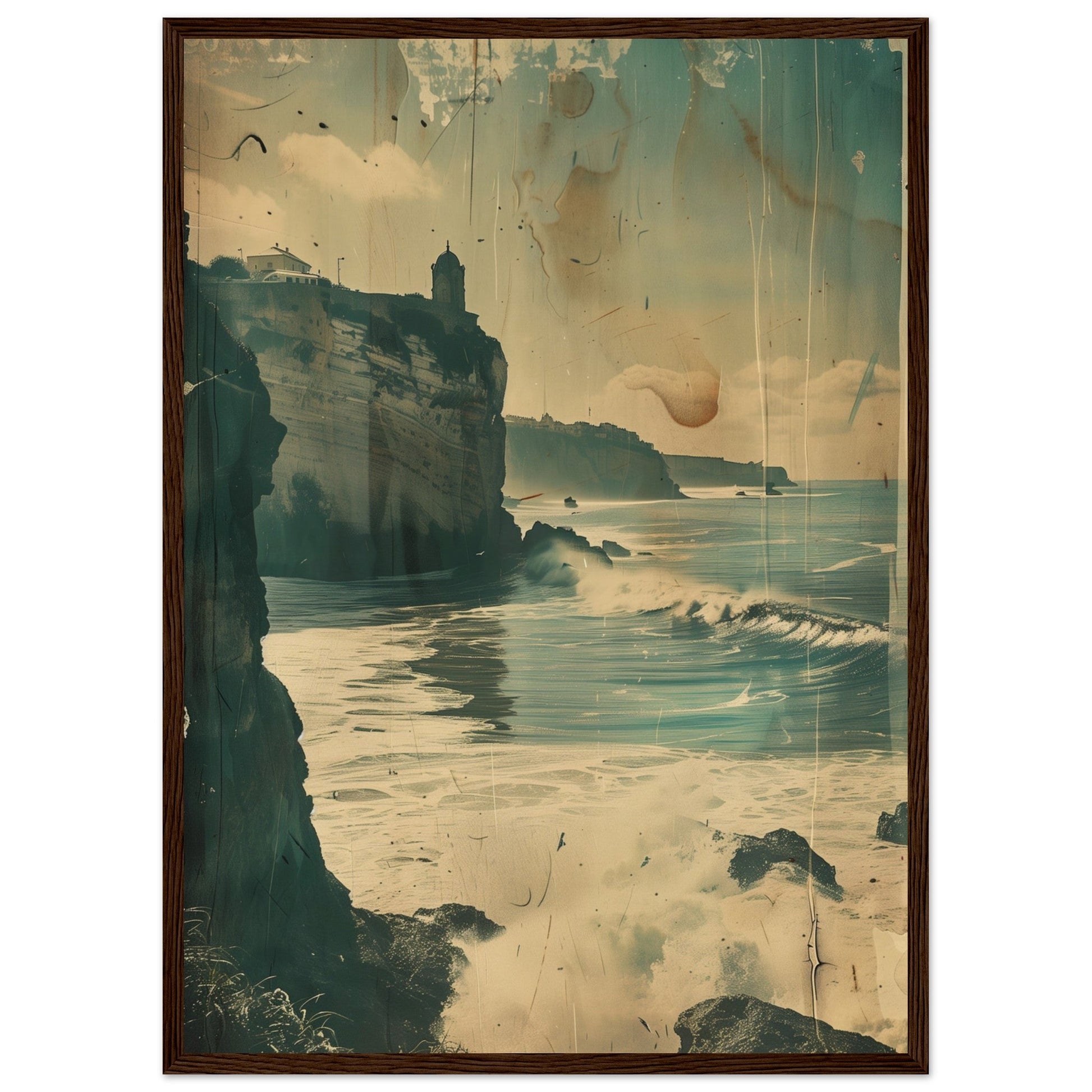 Vieux Poster Biarritz ( 50x70-cm-Bois-foncé)