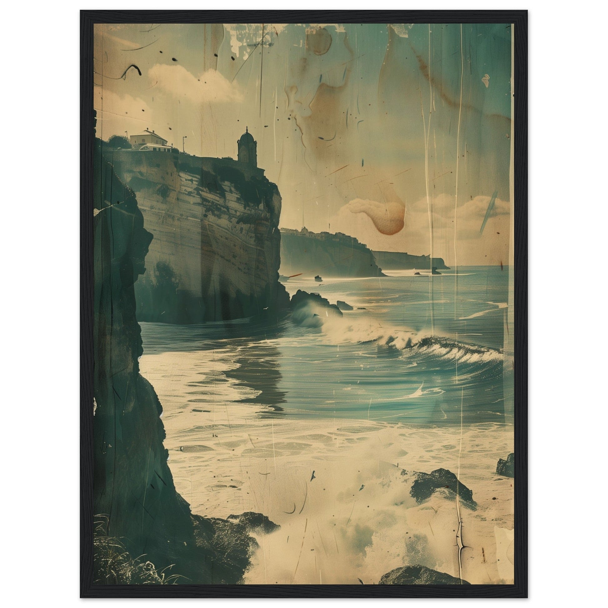 Vieux Poster Biarritz ( 45x60-cm-Bois-noir)