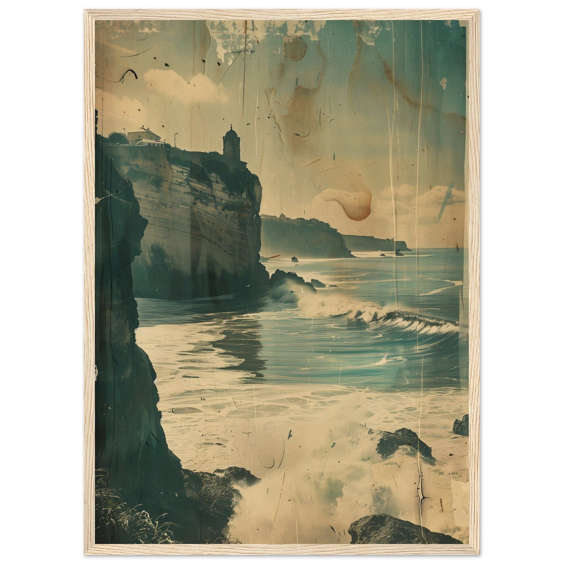 Vieux Poster Biarritz ( 50x70-cm-Bois-clair)